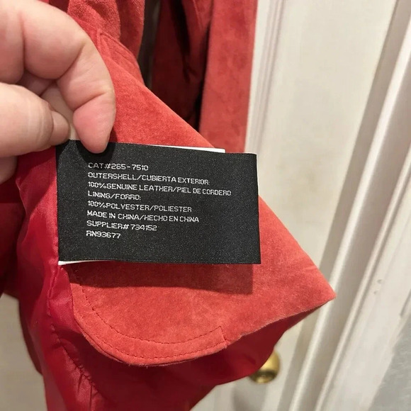 Vintage St Johns Bay LP Suede Coat Women Red Button Up Pockets‎ Large Petite - Picture 10 of 10